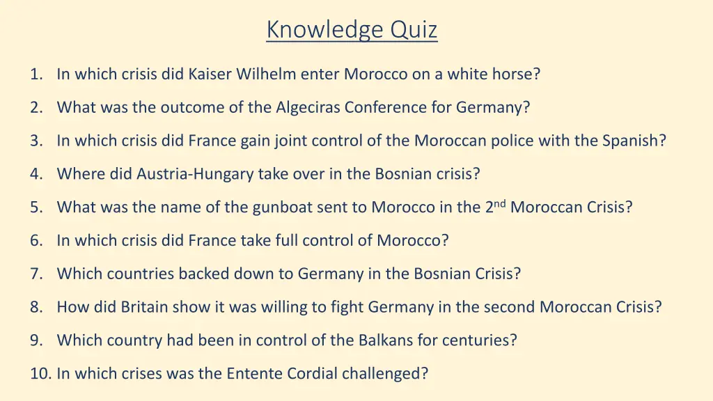 knowledge quiz