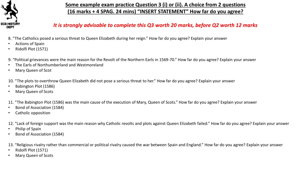 some example exam practice question 1