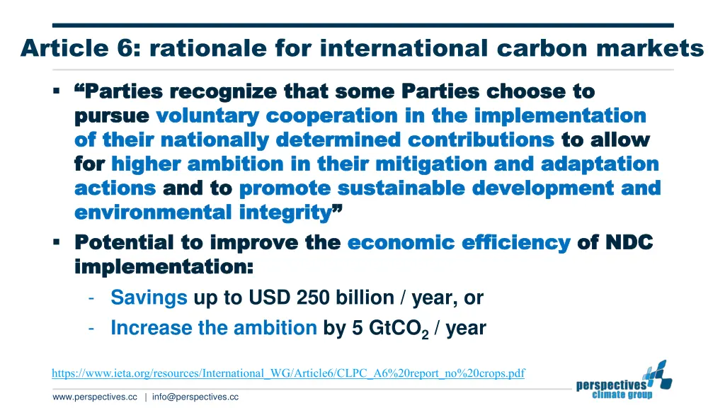 article 6 rationale for international carbon
