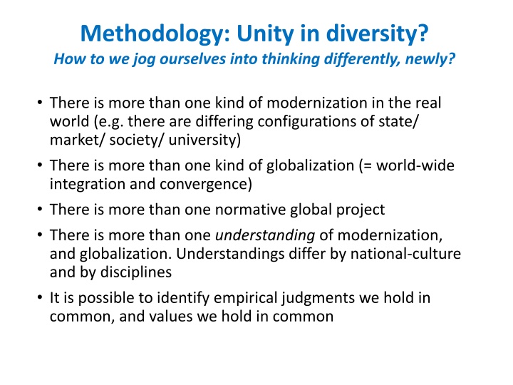 methodology unity in diversity