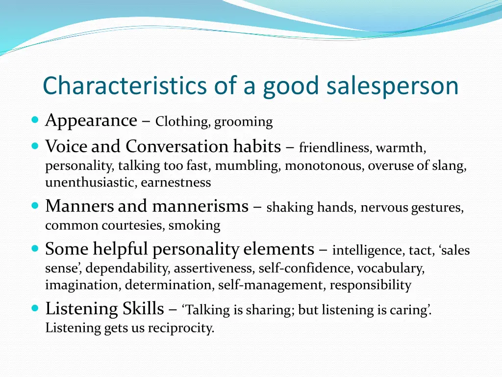 characteristics of a good salesperson