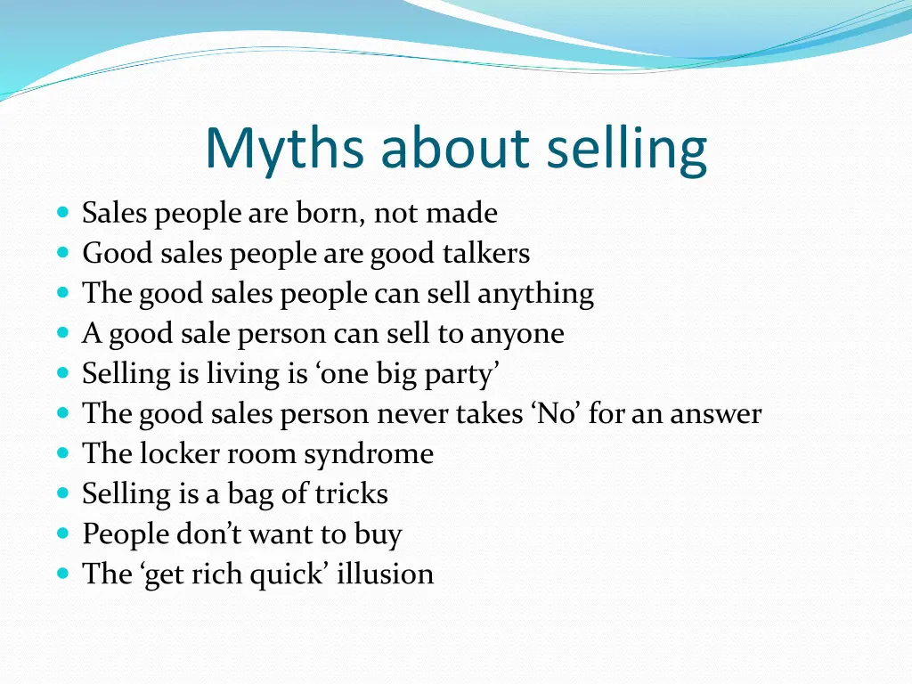 myths about selling