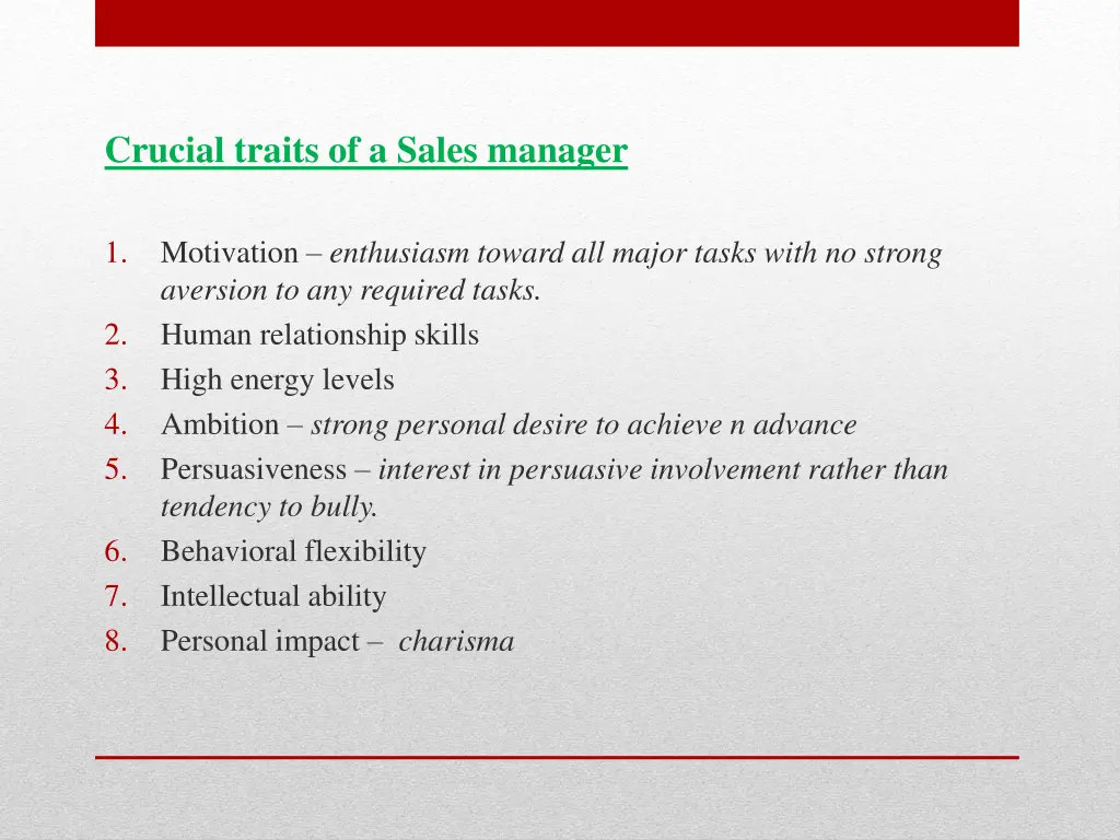 crucial traits of a sales manager