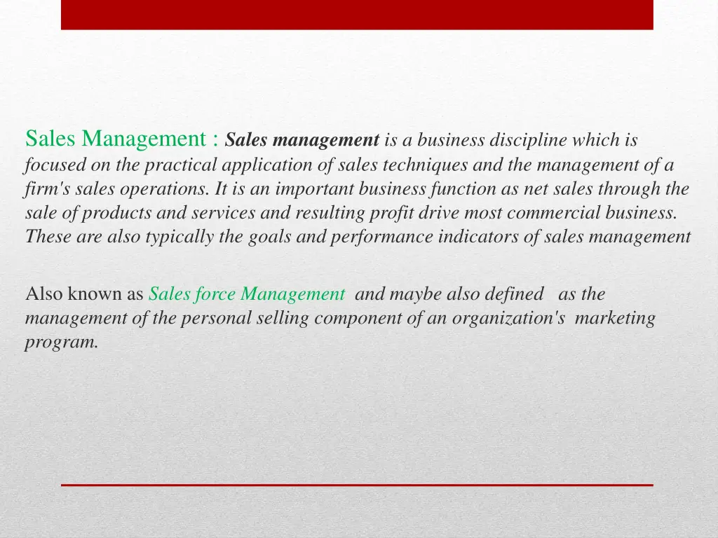 sales management sales management is a business