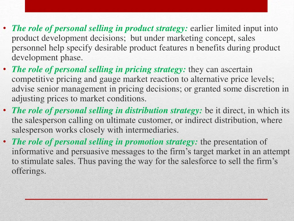 the role of personal selling in product strategy