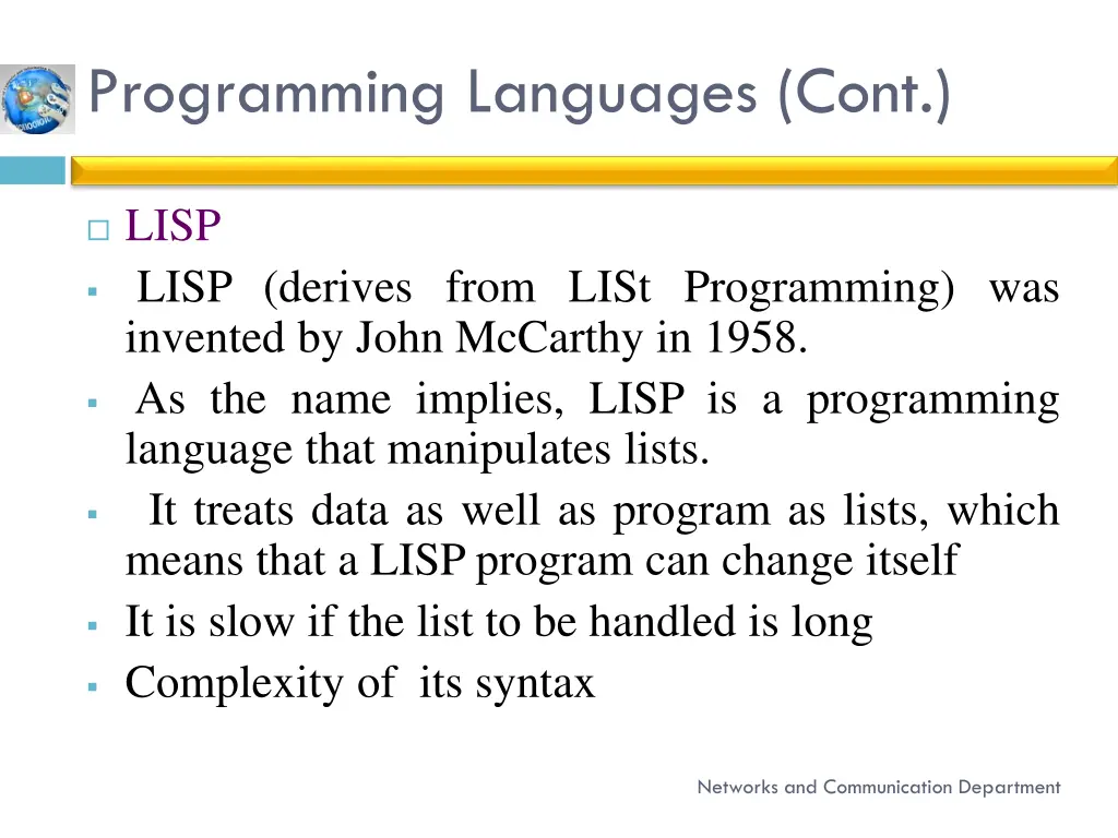programming languages cont