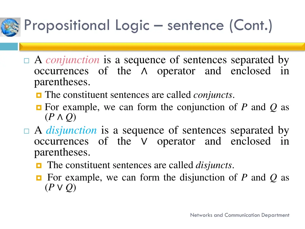 propositional logic sentence cont