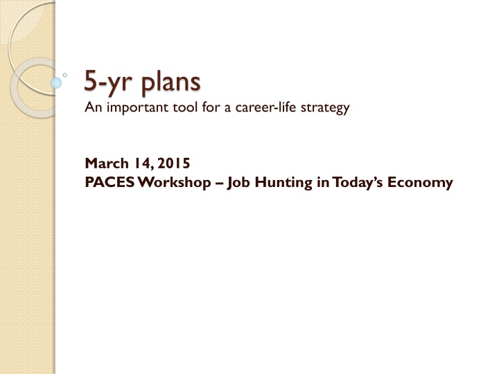5 yr plans an important tool for a career life