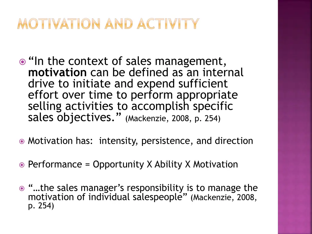 motivation and activity