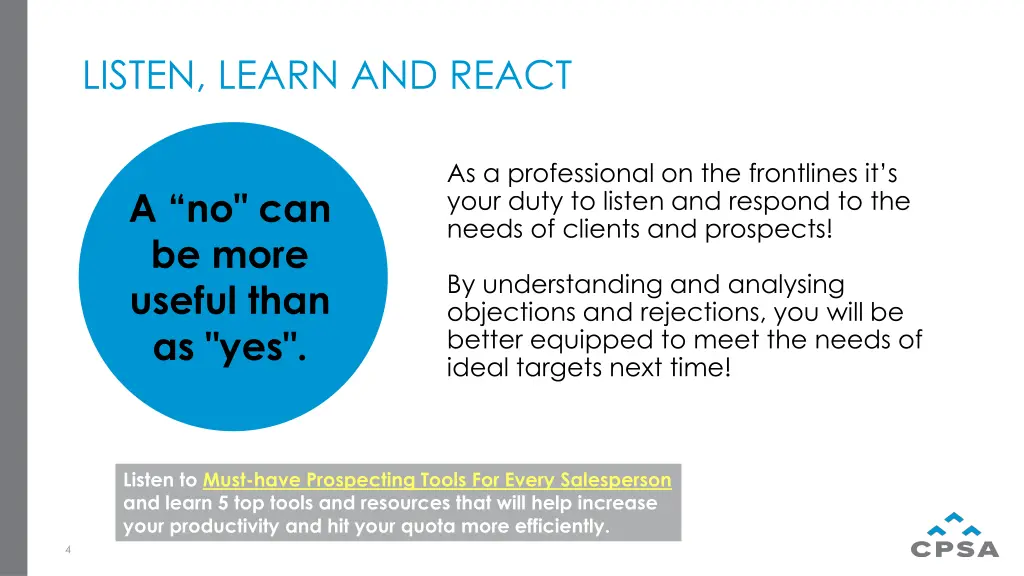 listen learn and react