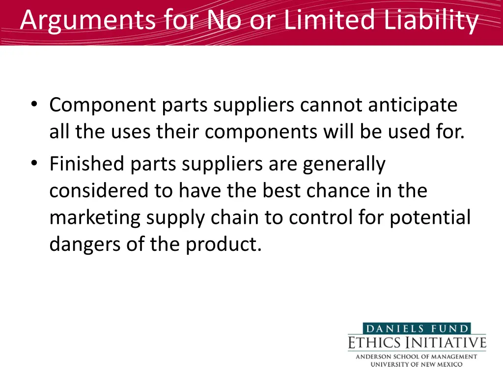 arguments for no or limited liability