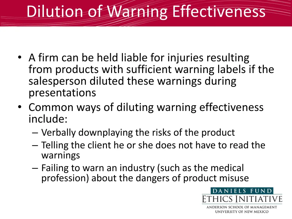 dilution of warning effectiveness