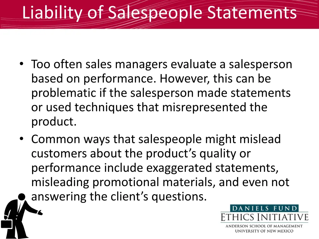 liability of salespeople statements