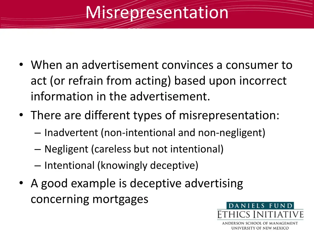 misrepresentation