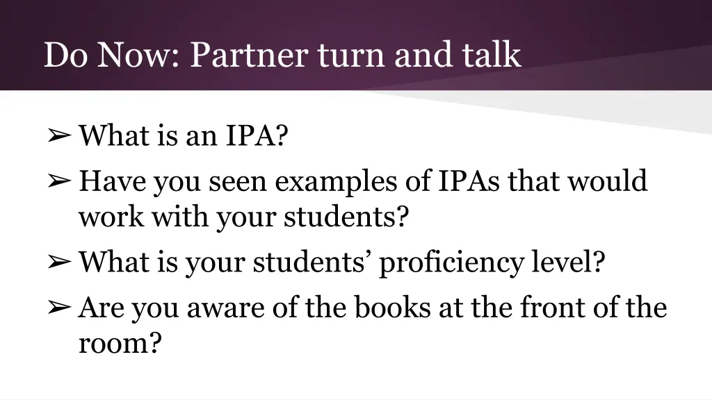 do now partner turn and talk