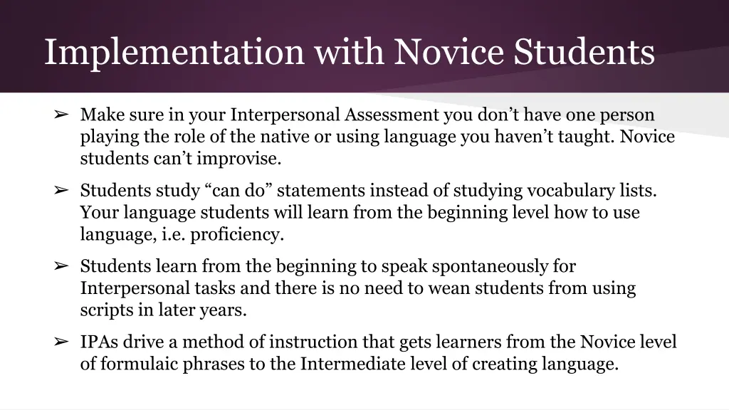 implementation with novice students 1