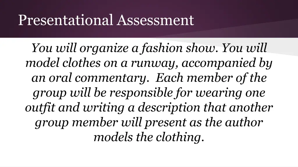 presentational assessment