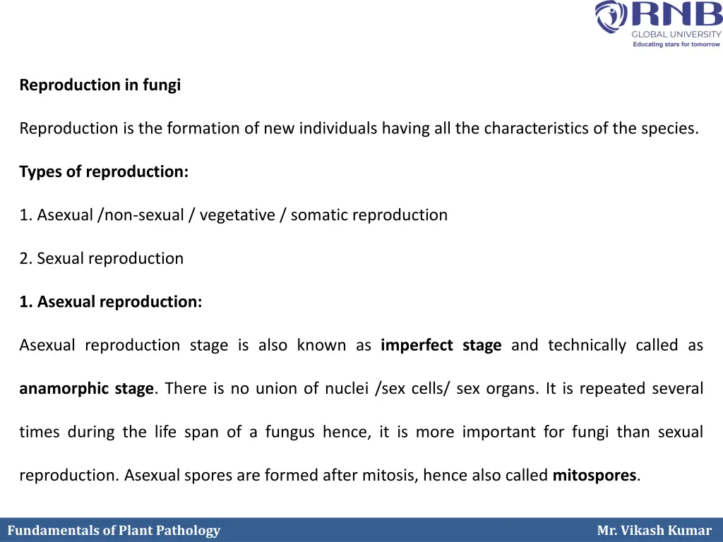 reproduction in fungi