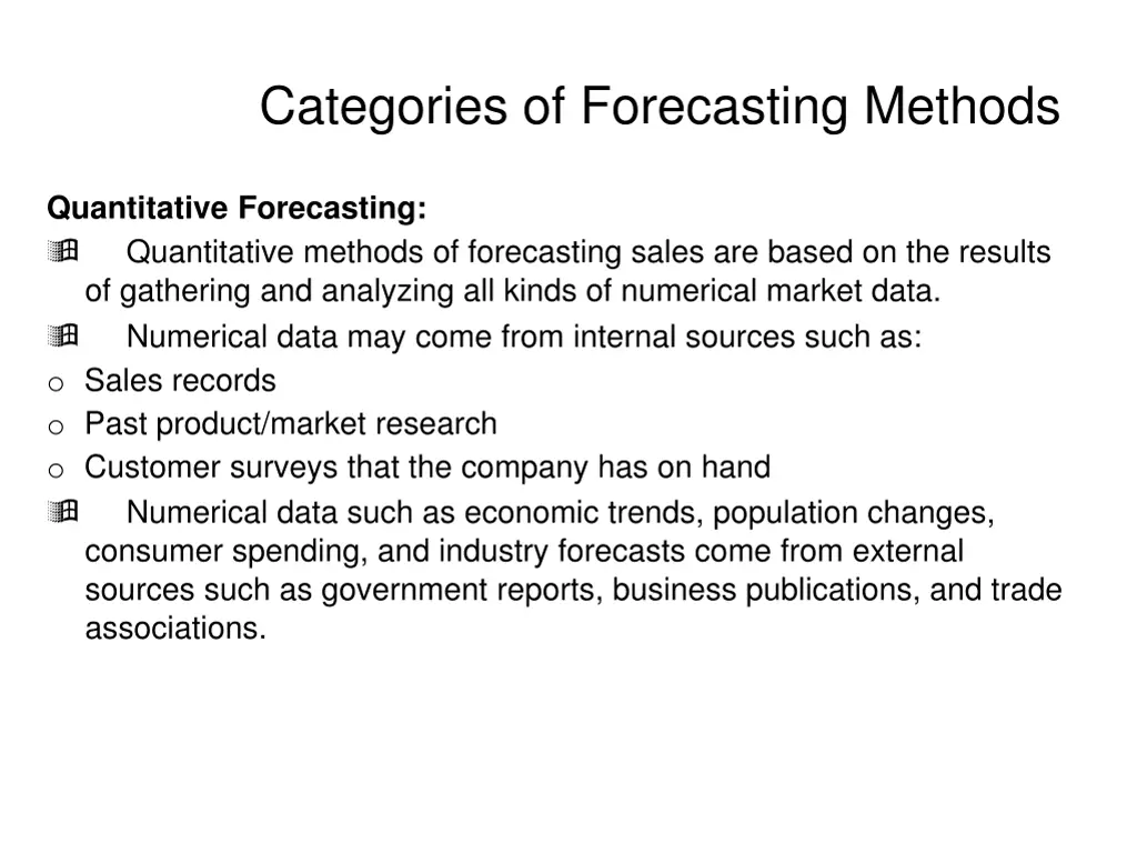 categories of forecasting methods