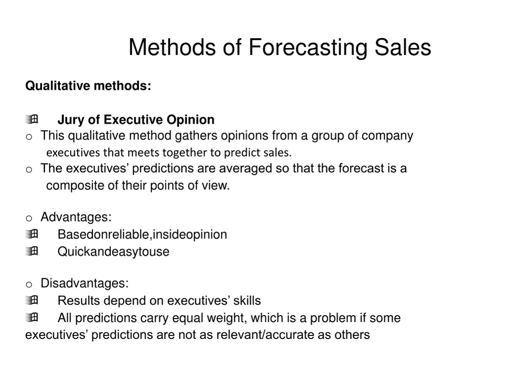 methods of forecasting sales 1
