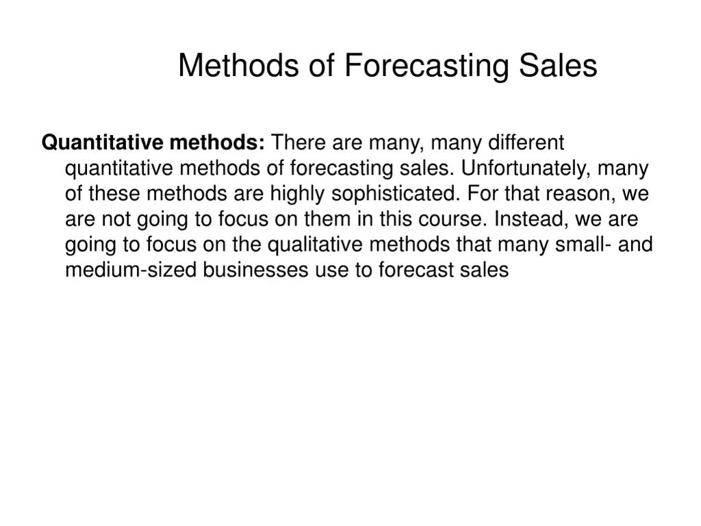 methods of forecasting sales