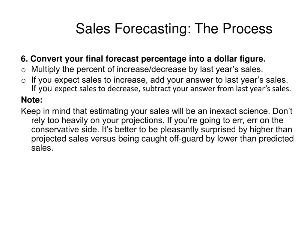 sales forecasting the process 5
