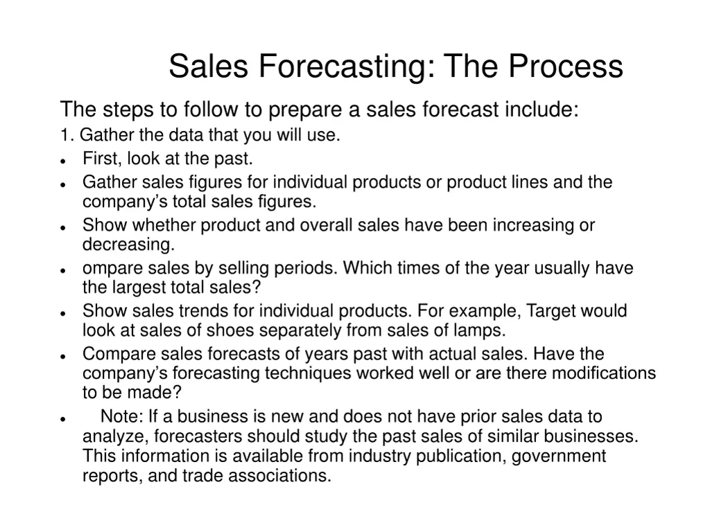 sales forecasting the process