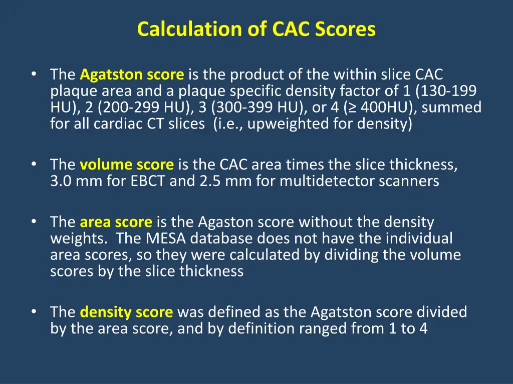calculation of cac scores
