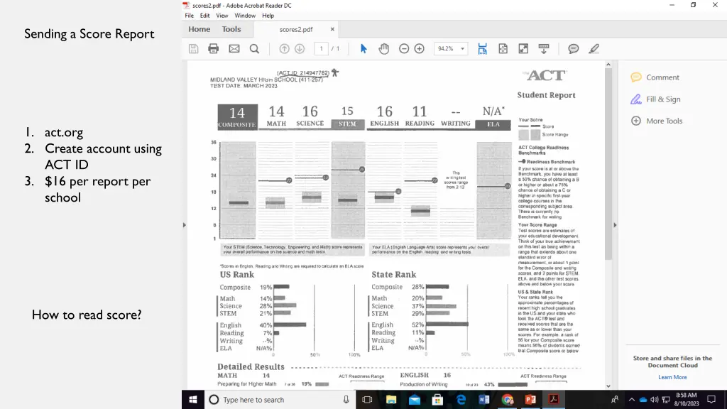 sending a score report 1