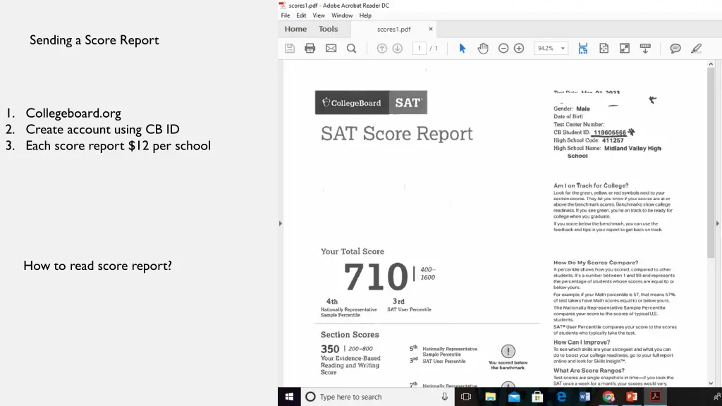 sending a score report