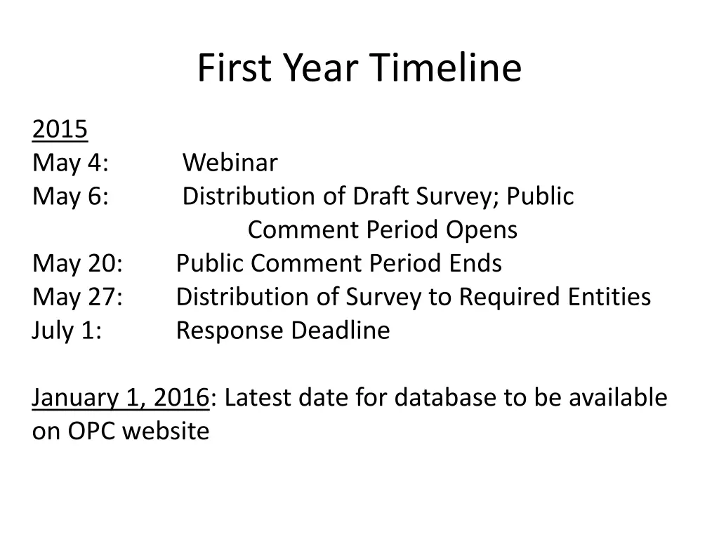 first year timeline