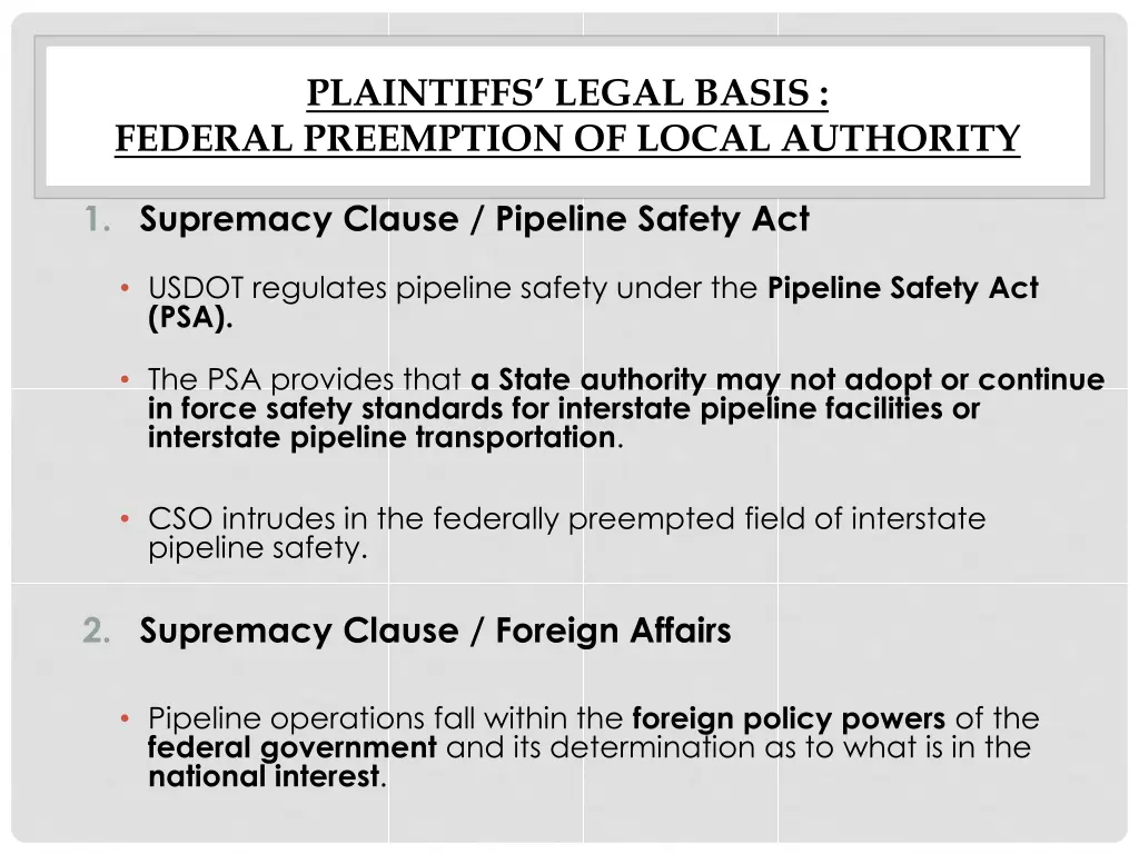 plaintiffs legal basis federal preemption