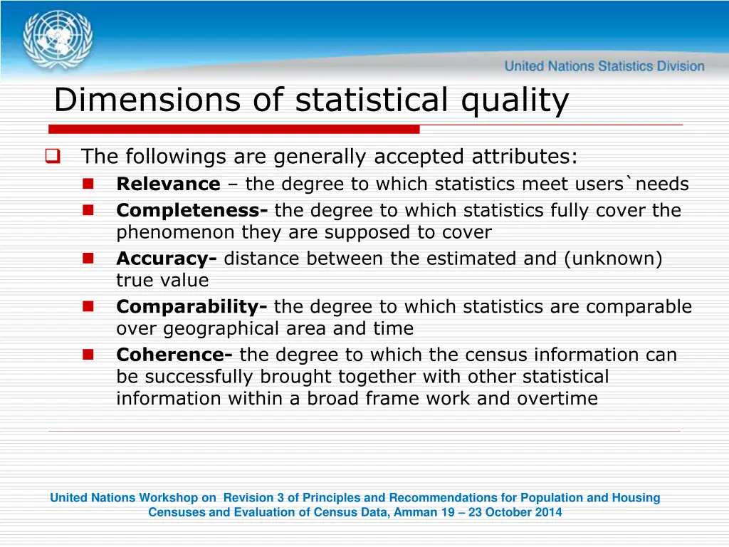 dimensions of statistical quality