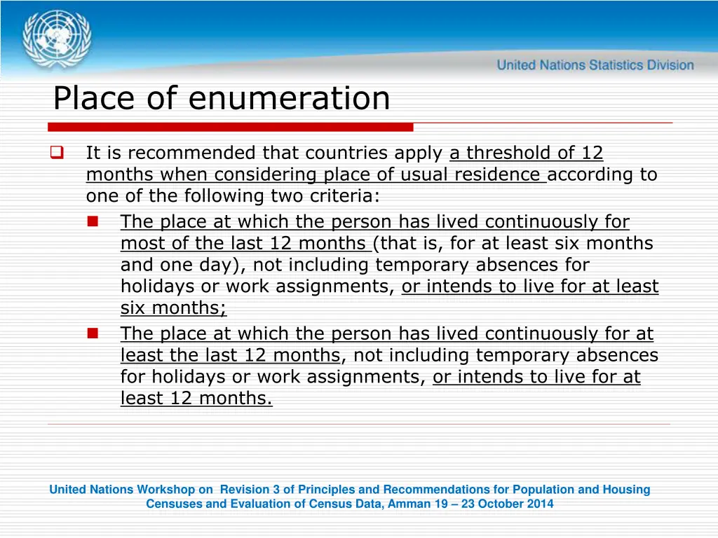 place of enumeration 1