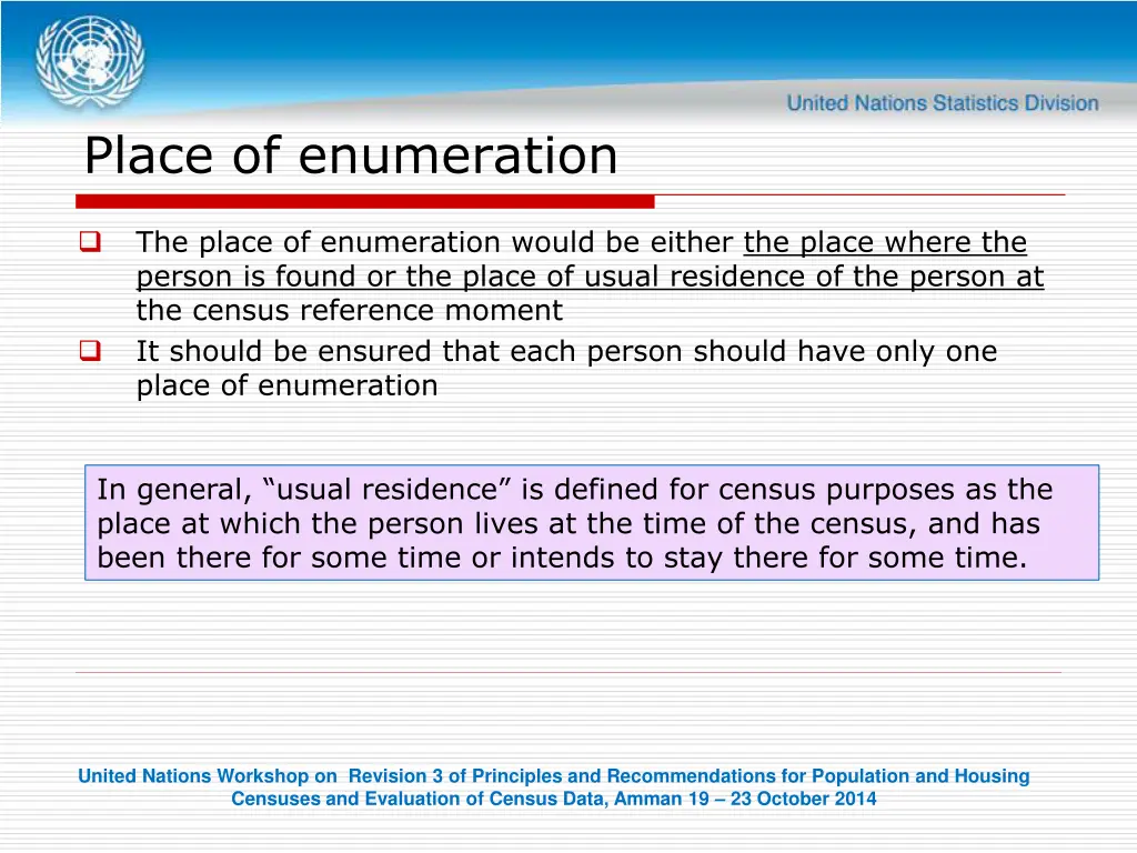 place of enumeration