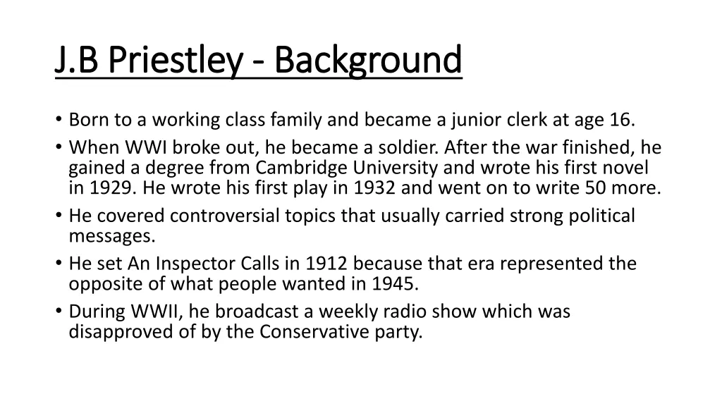 j b priestley j b priestley background