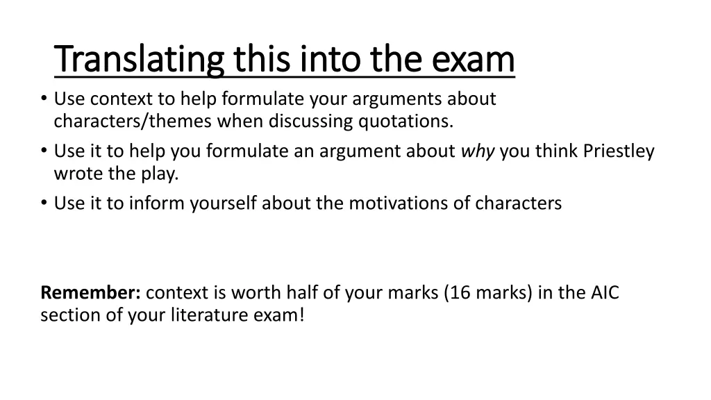 translating this into the exam translating this