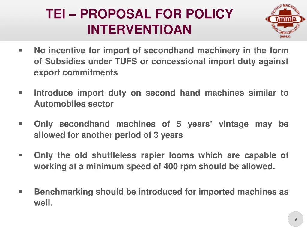 tei proposal for policy interventioan