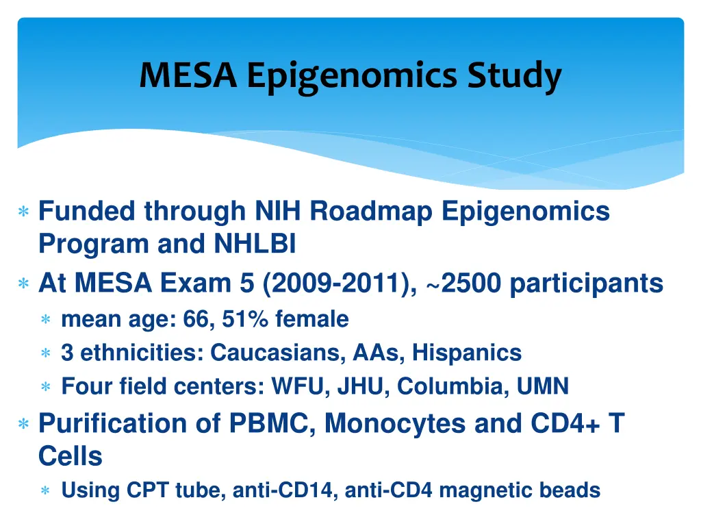 mesa epigenomics study