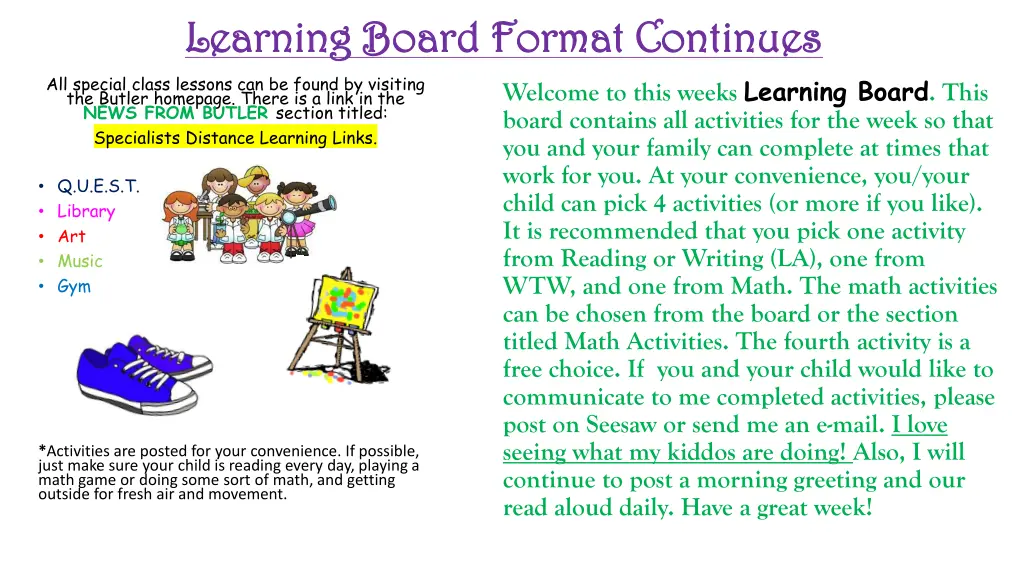 learning board format continues learning board