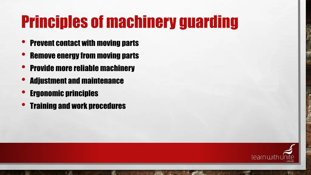 principles of machinery guarding prevent contact