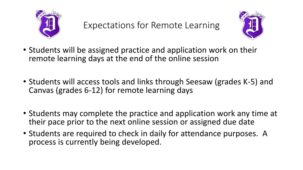 expectations for remote learning