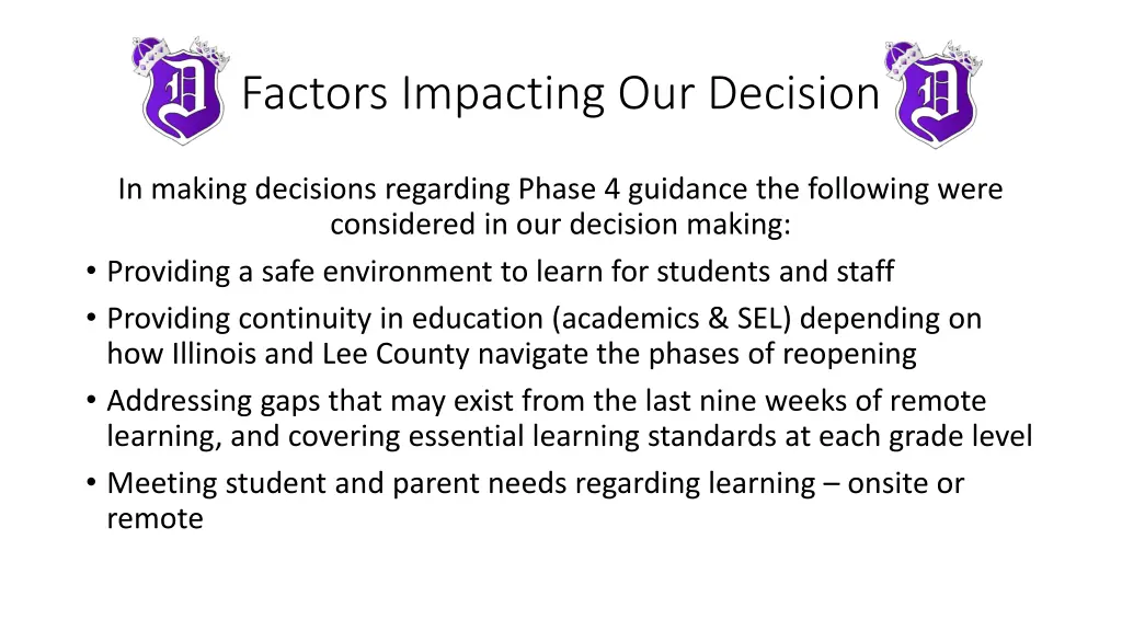 factors impacting our decision