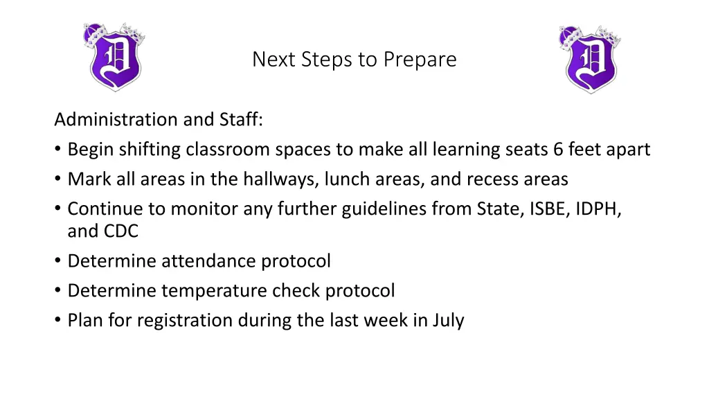 next steps to prepare