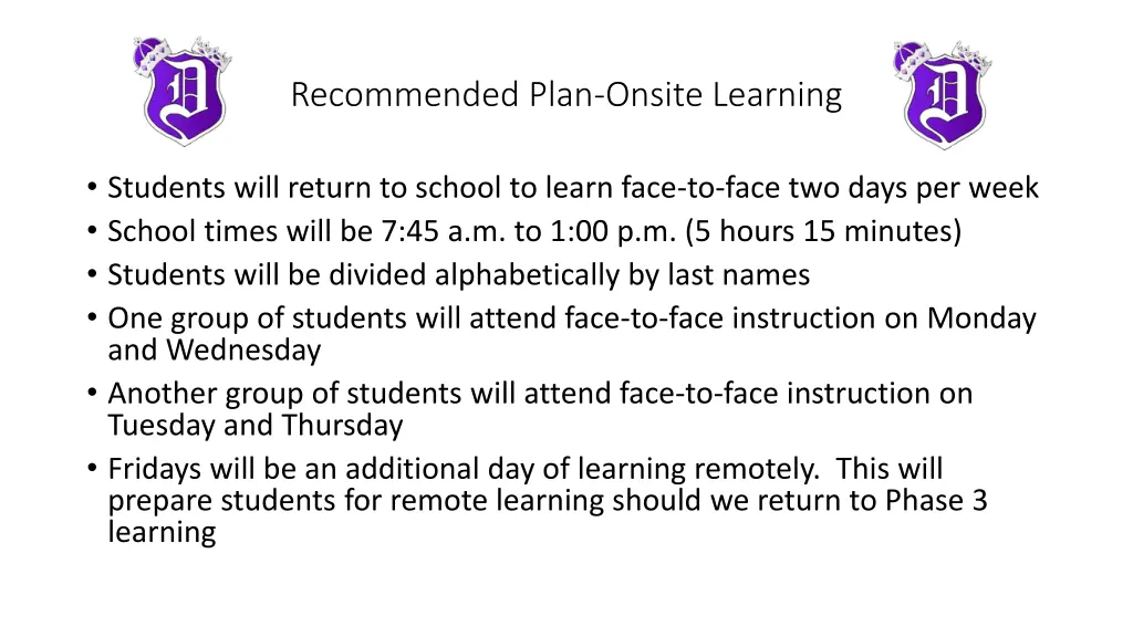 recommended plan onsite learning