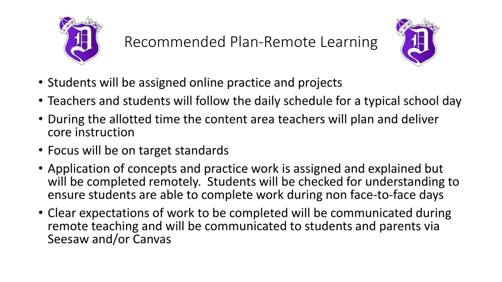 recommended plan remote learning
