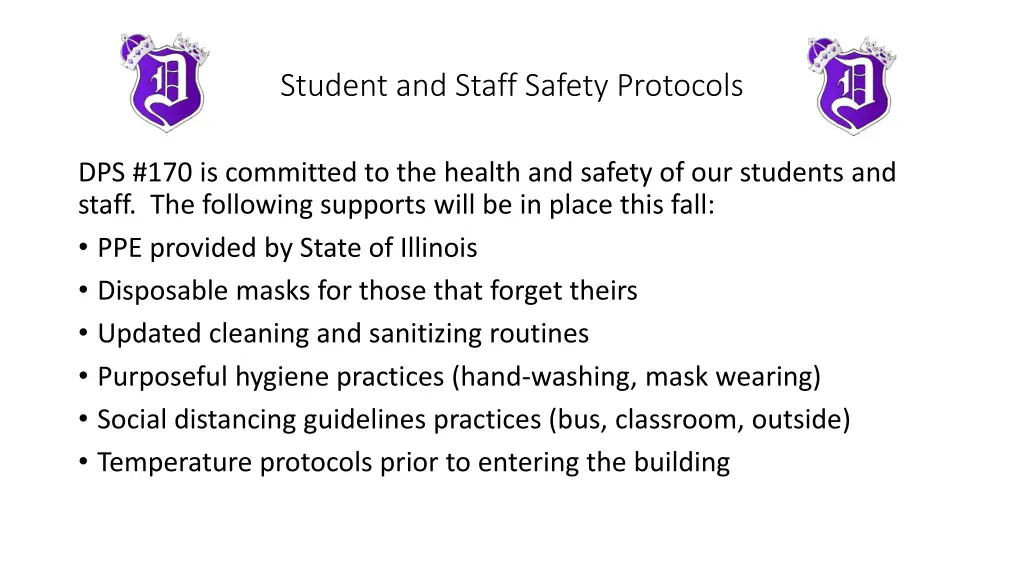 student and staff safety protocols