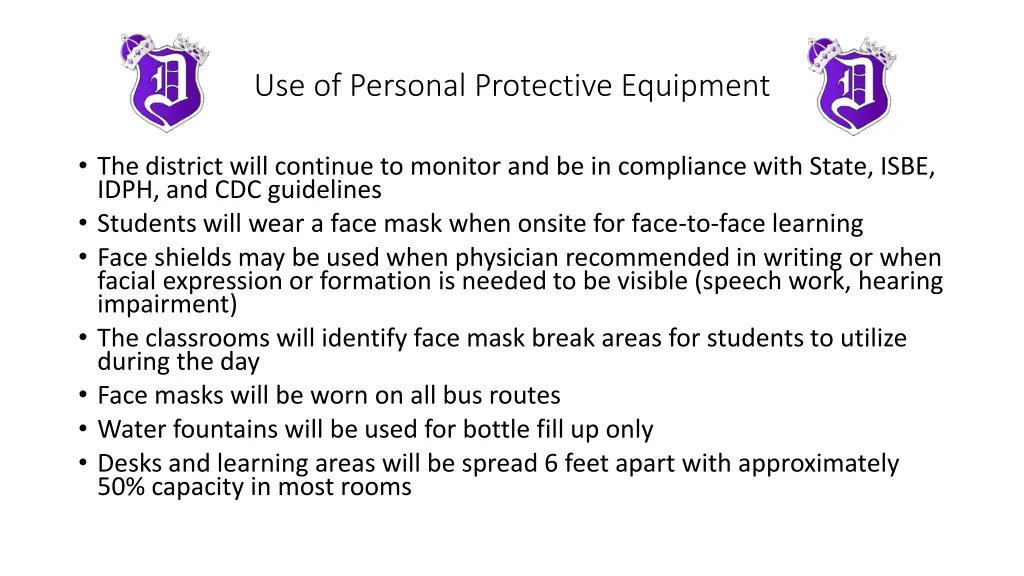 use of personal protective equipment