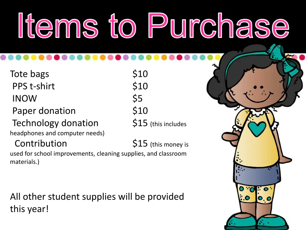 items to purchase