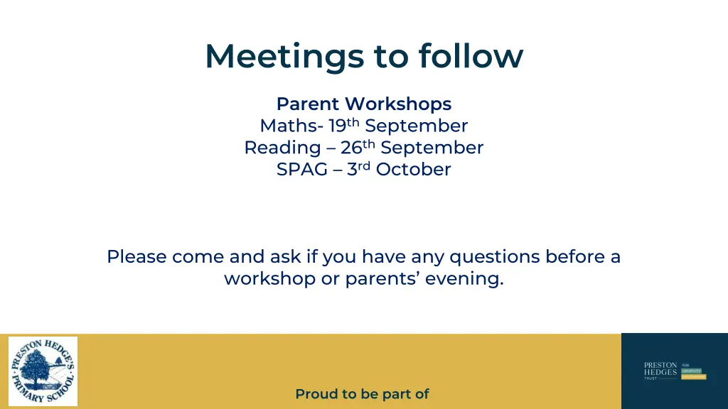 meetings to follow